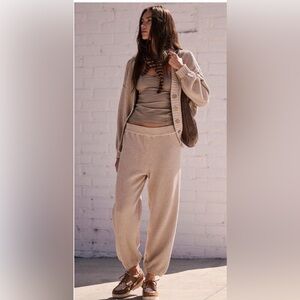 Free People Beach Knit Hailee Barrel Leg Pull on Pants - Ivory - M